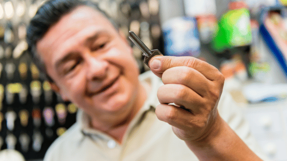 Locksmith copying a key