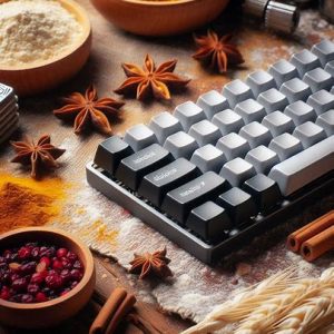mechanical keyboard beside spices